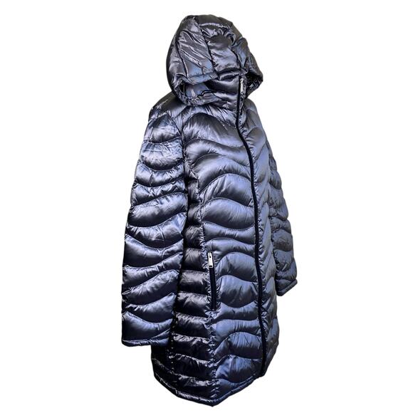 Andrew Marc Sz L Lightweight Packable Premium Down Jacket Quilted Long Silver - Picture 7 of 16
